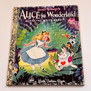 Vintage Walt Disney Alice in Wonderland Meets White Rabbit Little Golden Book
